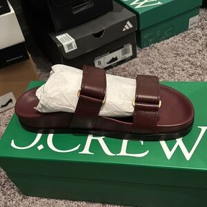 J. Crew women’s burgundy leather Slide Sandals